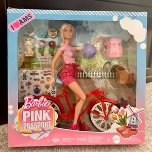 Barbie Pink Passport Amsterdam Doll w/ Bike & Accessories NIB